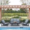 Aluminum Outdoor Patio Furniture Set, Modern Patio Conversation Sets, Outdoor Sectional Metal Sofa With 5 Inch Cushion And Coffee Table For Balcony, G