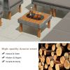 9-Piece Outdoor Patio Garden Wicker Sofa Set, Gray Pe Rattan Sofa Set, With Wood Legs, Acacia Wood Tabletop, Armrest Chairs With Beige Cushions