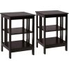 Set Of 2 Multifunctional 3-Tier Nightstand Sofa Side Table With Reinforced Bars And Stable Structure