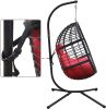 Hanging Chair, Indoor Outdoor Hanging Egg Chair With Stand, Durable Wicker Porch Swing Hammock Chair Sets, Heavy Duty Uv Protective Frame And Waterpro