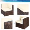 Backyard Patio Garden Pe Rattan Sectional  Corner Sofa Furniture Set 7 Pieces