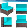 Backyard Patio Garden Pe Rattan Sectional  Corner Sofa Furniture Set 7 Pieces