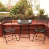 Premium Steel Patio Bistro Set, Folding Outdoor Patio Furniture Sets, 3 Piece Patio Set Of Foldable Patio Table And Chairs