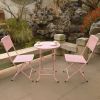 Premium Steel Patio Bistro Set, Folding Outdoor Patio Furniture Sets, 3 Piece Patio Set Of Foldable Patio Table And Chairs