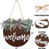 Welcome Wreath Sign For Front Door Porch Decor Farmhouse Front Door Wreath Rustic Style - Round Hanging Spring Summer Christmas Decoration For Home In
