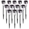 12 Pcs Led Stainless Steel Outdoor Garden Solar Lights For Pathway Walkway Patio Yard Lawn Cool White Xh