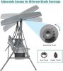 3 Person Patio Swing Chair With Storage Pocket Bag Weather Resistant Canopy Heavy Duty Steel Frame Hanging Glider Seating For Outdoor,Balcony,Garden,