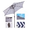 Outdoor Patio 8.7-Feet Market Table Umbrella With Push Button Tilt And Crank, Red Stripes With 24 Led Lights[Umbrella Base Is Not Included] Rt