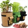 Heavy Duty Non-Woven Fabric Pots With Flap And Handles Root Crops Plant Grow Bags