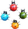 Set Of 4 Cute Metal Ladybugs Garden Sculptures & Statues