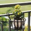 Hanging Railing Planters Flower Pot Holders Metal Planter Racks Fence Potted Stand Mounted Round Plant Baskets Container For Indoor Outdoor Use