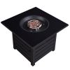 32 In. Square Ceramic Tile Top Outdoor Gas Fire Pit With Lava Rocks-Black, Only For Pick Up
