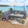 Patio Outdoor Furniture Pe Rattan Wicker Conversation Set All-Weather Sectional Sofa Set With Table & Soft Cushions