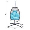 Hanging Egg Swing Chair With Stand Hammock Chair With Soft Cushion And Pillow For Backyard, Garden, Patio Xh