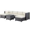 7 Piece Rattan Sectional Seating Group With Cushions, Outdoor Ratten Sofa New!