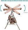 Outdoor 2-Seat Swing With Teapoy Weather Resistant Canopy Powder Coated Steel Frame Patio Swinging Hammock With  Stand And Removable Cushion