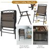 Garden Furniture Outdoor Patio Bistro 3 Pieces Set Of Round Table And Folding Chairs
