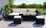 Large Outdoor Wicker Sofa Set, Pe Rattan, Movable Cushion, Sectional Lounger Sofa, For Backyard, Porch, Pool, Beige