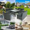 6-Piece Outdoor Wicker Sofa Set, Patio Rattan Dinning Set, Sectional Sofa With Thick Cushions And Pillows, Plywood Table Top, For Garden, Yard, Deck.
