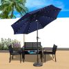 9 Ft Market Outdoor Aluminum Table Umbrella With Solar Led Led Lights And Push Button Tilt