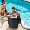 9.5 Gallon 4-In-1 Patio Rattan Cool Bar Cocktail Table Side Table Xh