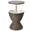 3 In 1 8 Gallon Patio Rattan Cooler Bar Table With Adjust Ice Bucket