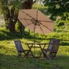 3 Tiers And 8 Ribs Outdoor Umbrella With 32 Led Lights,Patio Table Umbrella With Push Button Tilt And Crank,Beige