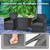 3 Pieces Patio Rattan Furniture Set With Cushion And Sofa Armrest