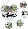 Welcome Wreath Sign For Front Door Porch Decor Farmhouse Front Door Wreath Rustic Style - Round Hanging Spring Summer Christmas Decoration For Home In