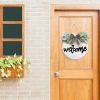 Welcome Wreath Sign For Front Door Porch Decor Farmhouse Front Door Wreath Rustic Style - Round Hanging Spring Summer Christmas Decoration For Home In