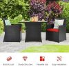 3 Pieces Patio Rattan Furniture Set With Cushion And Sofa Armrest