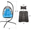 Swing Egg Chair  Stand Indoor Outdoor Wicker Rattan Patio Basket Hanging Chair With C Type Bracket