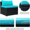 9-Piece Outdoor Patio Pe Wicker Rattan Conversation Sectional Sofa Sets With 3 Sofa, 3 Corner Sofa, 2 Ottomans, And 1 Glass Coffee Table, Removable So