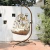 Swing Egg Chair  Stand Indoor Outdoor Wicker Rattan Patio Basket Hanging Chair With C Type Bracket