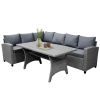 Patio Outdoor Furniture Pe Rattan Wicker Conversation Set All-Weather Sectional Sofa Set With Table & Soft Cushions