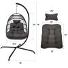 Swing Egg Chair  Stand Indoor Outdoor Wicker Rattan Patio Basket Hanging Chair With C Type Bracket