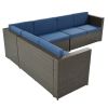 9 Piece Rattan Sectional Seating Group With Cushions And Ottoman, Patio Furniture Sets, Outdoor Wicker Sectional