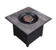 32 In. Square Ceramic Tile Top Outdoor Gas Fire Pit With Lava Rocks-Black, Only For Pick Up