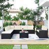 9-Piece Outdoor Patio Large Wicker Sofa Set, Rattan Sofa Set For Garden, Backyard,Porch And Poolside, Gray Wicker