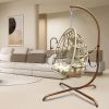 Swing Egg Chair  Stand Indoor Outdoor Wicker Rattan Patio Basket Hanging Chair With C Type Bracket