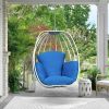 Hanging Egg Chair, Hammock Swing Chair With Hanging Kit, Egg-Shaped Hammock Swing Chair Single Seat For Indoor, Outdoor Bedroom, Patio, Garden, Alumin