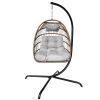 Swing Egg Chair  Stand Indoor Outdoor Wicker Rattan Patio Basket Hanging Chair With C Type Bracket