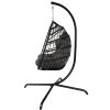 Swing Egg Chair  Stand Indoor Outdoor Wicker Rattan Patio Basket Hanging Chair With C Type Bracket
