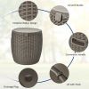 9.5 Gallon 4-In-1 Patio Rattan Cool Bar Cocktail Table Side Table Xh