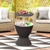 3 In 1 8 Gallon Patio Rattan Cooler Bar Table With Adjust Ice Bucket