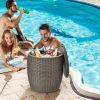 9.5 Gallon 4-In-1 Patio Rattan Cool Bar Cocktail Table Side Table Xh