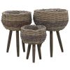 Planter 3 Pcs Wicker With Pe Lining