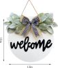 Welcome Wreath Sign For Front Door Porch Decor Farmhouse Front Door Wreath Rustic Style - Round Hanging Spring Summer Christmas Decoration For Home In