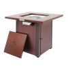 28In Outdoor Propane Fire Pit Table 50,000 Btu Silver Square Gas Fire Pit Table