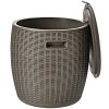 Patio Rattan Cool Bar 12 Gallon 4-In-1 Cocktail Table Side Table